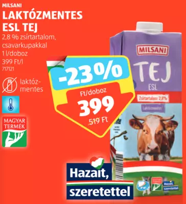 Milsani Laktózmentes tej, 1 l
