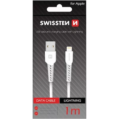 Swissten Lightning Adatkábel, 1 m, fehér