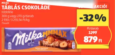 Milka táblás csokoláde, 300 g vagy 270 g