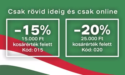 15%/20% kedvezmény 15 ill. 25 ezer Ft felett