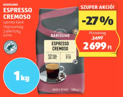 Barissimo Espresso Cremoso, 1 kg