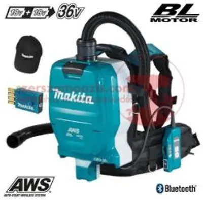 Makita DVC265ZXU háti porszívó 2x18V LXT Li-ion BL AWS 11kPa HEPA + adapter