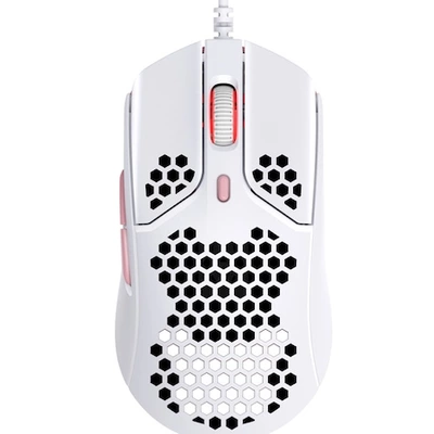 HyperX Pulsefire Haste játék egér, Pixart érzékelő, 3.2 DPI, fehér/rózsaszín