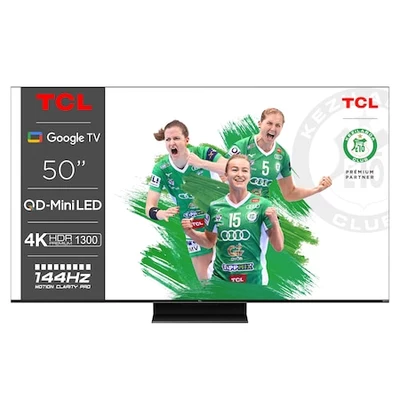 TCL MiniLed 50C805 Televízió, 126 cm, Smart Google TV, 4K Ultra HD, 100 Hz, Fekete