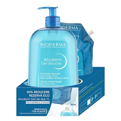 Bioderma csomag: Atoderm tusfürdő, 1 l + Eco-Refill