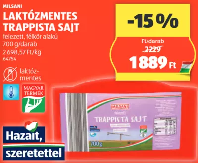 Milsani Laktózmentes Trappista Sajt, 700 g