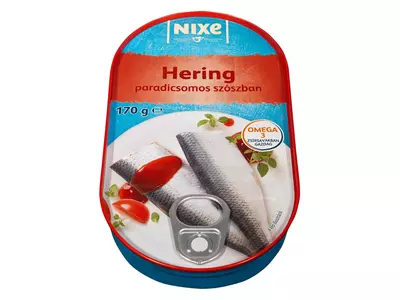 Nixe Hering paradicsomszószban, Töltőtömeg: 85 g