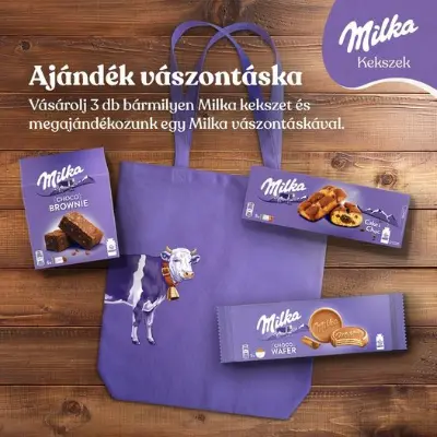 Interspar - Ajándék vászontáska 3 Milka keksz mellé