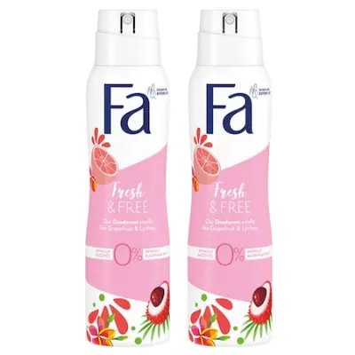 Fa deospray, Fresh & Free Grapefruit Licsi, 2x150 ml