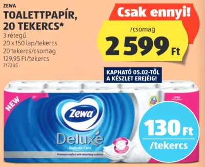 Zewa Toalettpapír, 20 tekercs