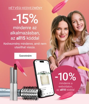 15% kedvezmény a teljes árú termékekre (appban)