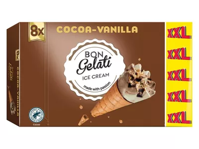 Bon Gelati Tölcséres jégkrém, 8 x 120 ml