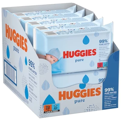 Huggies Pure Nedves törlőkendő szett, 56 x 10 db