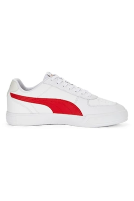 Puma, Caven fűzős műbőr sneaker, Piros, Fehér, 9