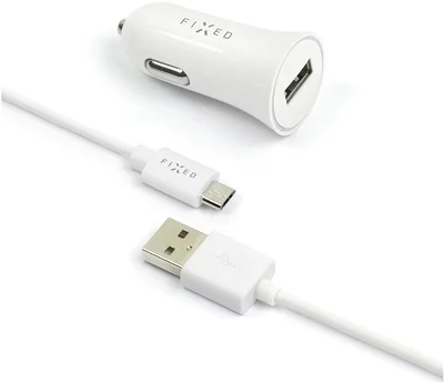 FIXED Rapid Charge Car MicroUSB fehér autós töltő