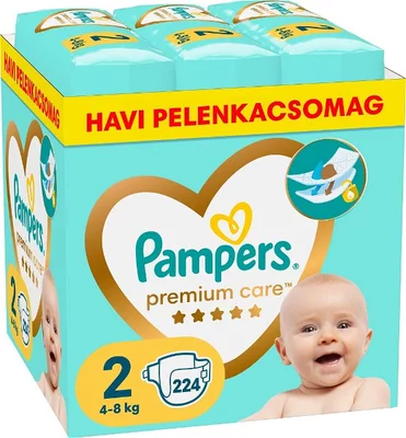 PAMPERS Premium Care 2-es méret (224 db) eldobható pelenka