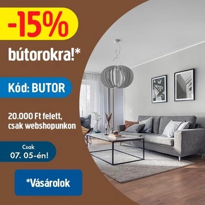 -15% bútor kuponakció (teljes árúakra)