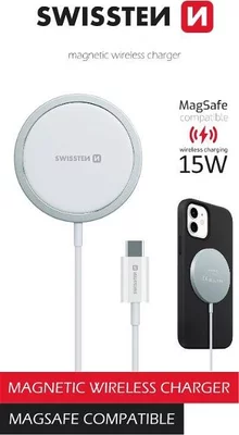 Swissten MagStick wireless töltő Apple iPhone készülékhez (MagSafe kompatibilis) vezeték nélküli