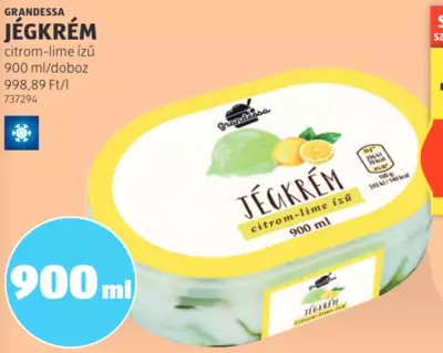 Grandessa Citrom-lime ízű jégkrém, 900 ml