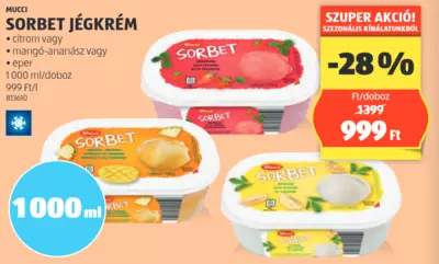 Mucci Sorbet jégkrém, 1000 ml