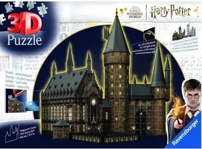 Harry Potter: Roxfort kastély - Nagyterem (Éjszakai kiadás), 540 darabos 3D puzzle