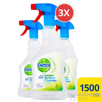 Dettol Original antibakteriális felülettisztító spray, lime&menta, 3 x 500 ml