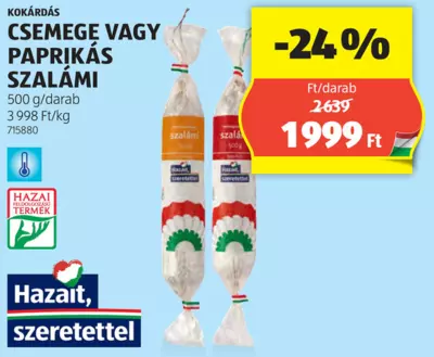 Kokárdás csemege vagy paprikás szalámi, 500 g