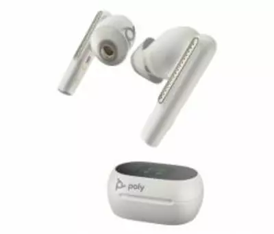 Poly Voyager Free 60+ UC M White Sand Earbuds +BT700 USB-A Adapter +Touchscreen Charge Case 7Y8G7AA