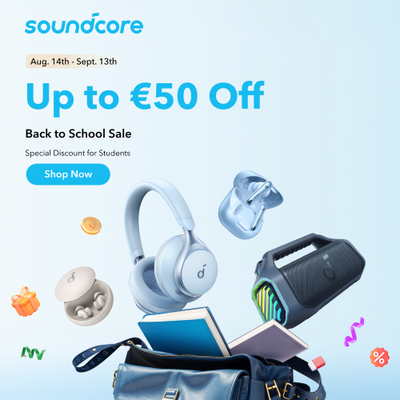 Back to School akciók a Soundcore -on (akár 50 € kedvezmény)