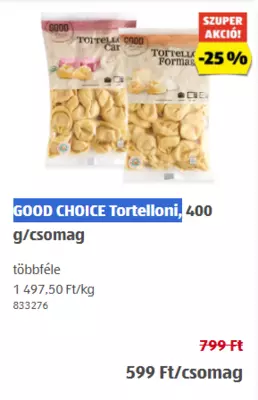 GOOD CHOICE Tortelloni, 400 g/csomag | ALDI