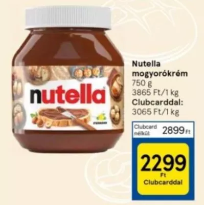 Nutella a tescoban is (750g)