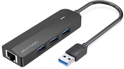 Vention 3-Port USB 3.0 Hub with Gigabit Ethernet Adapter, 0.15M - fekete port replikátor (AlzaPlus+)