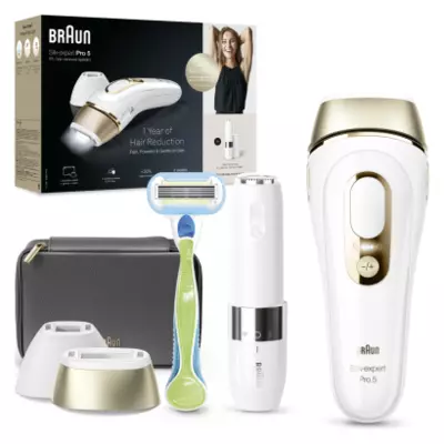 Braun IPL Silk expert Pro 5, Szőrtelenítés Otthoni Kezeléssel, Neszesszer, 2 Fej, PL5146