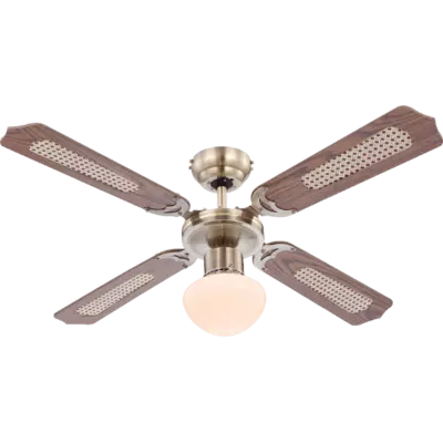 Mennyezeti ventilátor 107,7cm 1xe27 50w antik réz, opálüveg, mdf lapátok