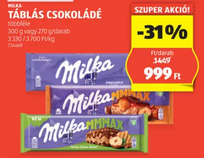 Milka csokoládé, 300g v. 270g