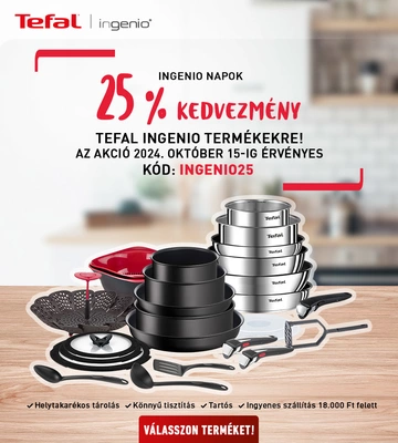 25% kedvezméány a Tefal Ingenio termékekre