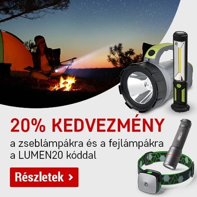 20% kedvezmény zseblámpákra és fejlámpákra