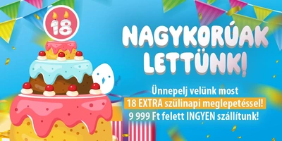 18 éves a JátékNet (ingyen szállítás 10 ezer Ft felett + kedvezmények)