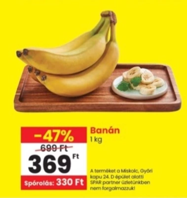 Banán 369/kg a Sparban