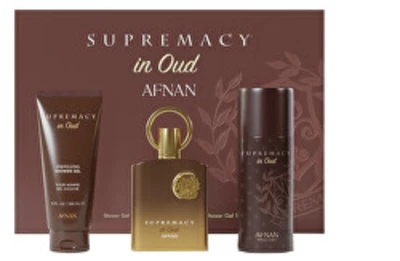 Supremacy In Oud EDP 100 ml + tusfürdő 150 dezodor spray 150ml férfi ajándékcsomag