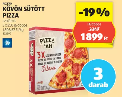 Pizz'ah Kövön sütött pizza, 3x350 g