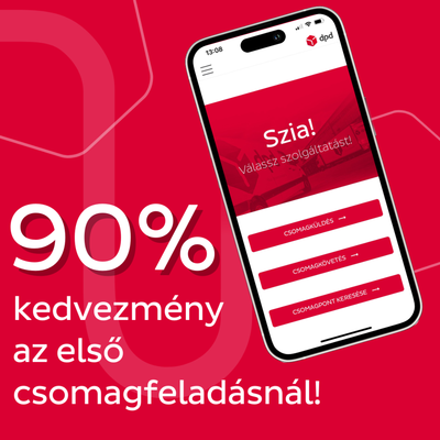 90% kedvezmény első csomagfeladásra