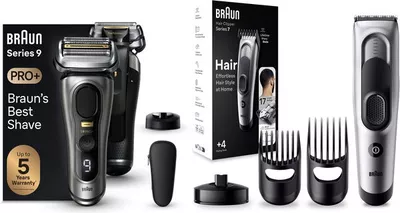 Braun Series 9 PRO+ sötétszürke borotva + 7 HC7390 hajvágó