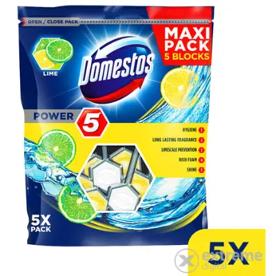 Domestos Power5 WC-rúd, Lime (5x55g)