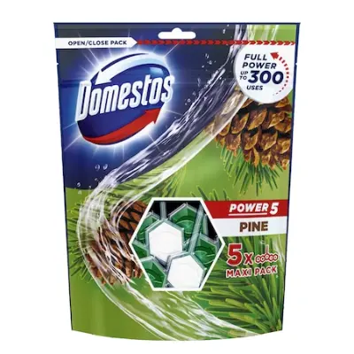 Domestos Power 5 WC frissítő blokk, x 55 g, Pine