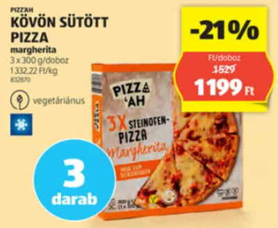 Pizz'ah Kövön sütött pizza, 3x300 g