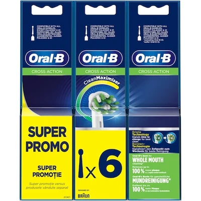 Oral-B Cross Action elektromos fogkefe fej, CleanMaximiser Technology, 6 db