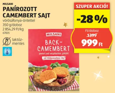 Milsani Panírozott Camembert, 350 g