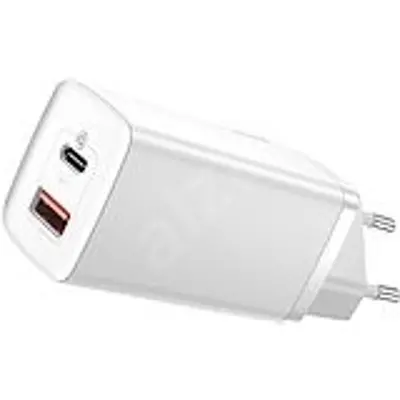 Baseus GaN2 Lite gyorstöltő USB + USB-C 65W fehér - Hálózati adapter