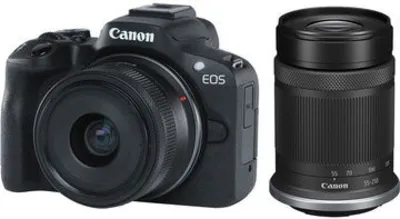 Canon EOS R50 fekete + RF-S 18-45mm f/4.5-6.3 IS STM 55-210mm f/5-7.1 digitális fényképezőgép